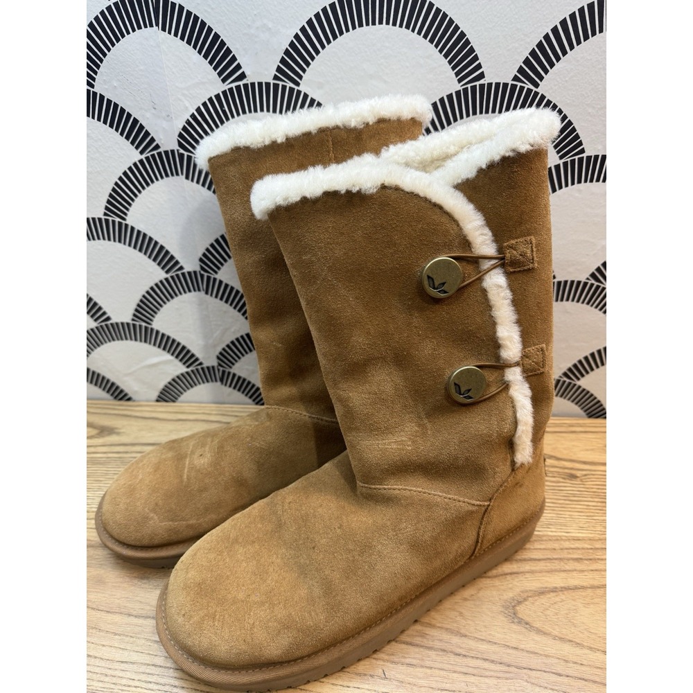 Koolaburra by UGG Kinslei Tall Brown Boot Suede Sheepskin 1096409 Women's US 10